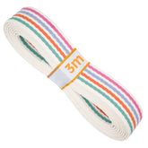 Tassenband | katoen | 30 mm | 3 meter | gestreept - groen oranje blauw roze Tassenband TASB - KATOEN - GR - OR - BL - RZ - 3M